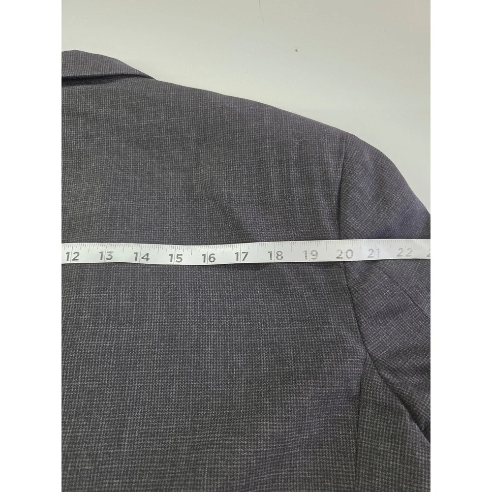 Bill Blass Mens Vintage Double Breasted Wool Blazer Charcoal Grey Check 44R